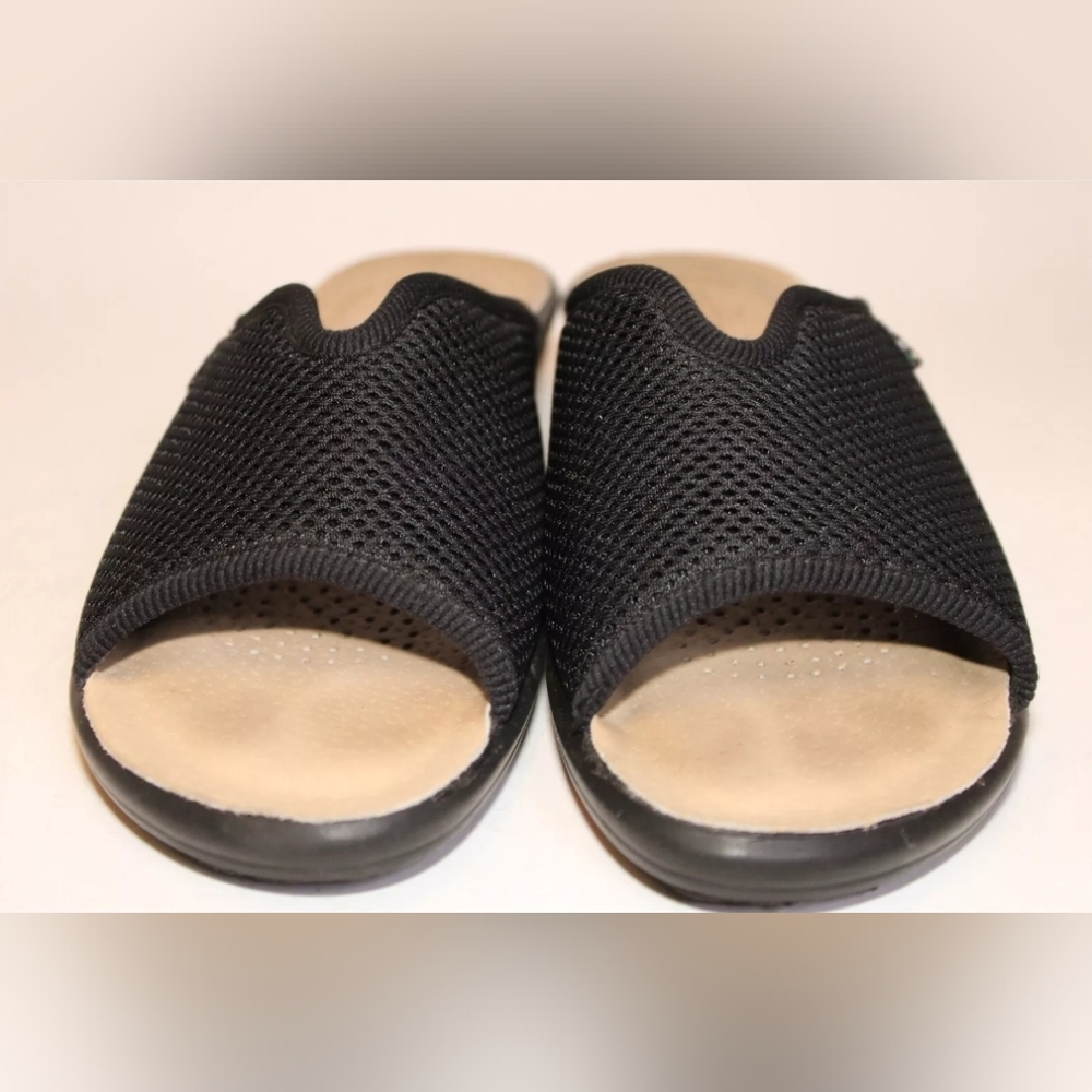 Fly Flot Italy Donna 40 9 Black Knit Sandals Slides ◇comfort◇ orthotic - Picture 9 of 15